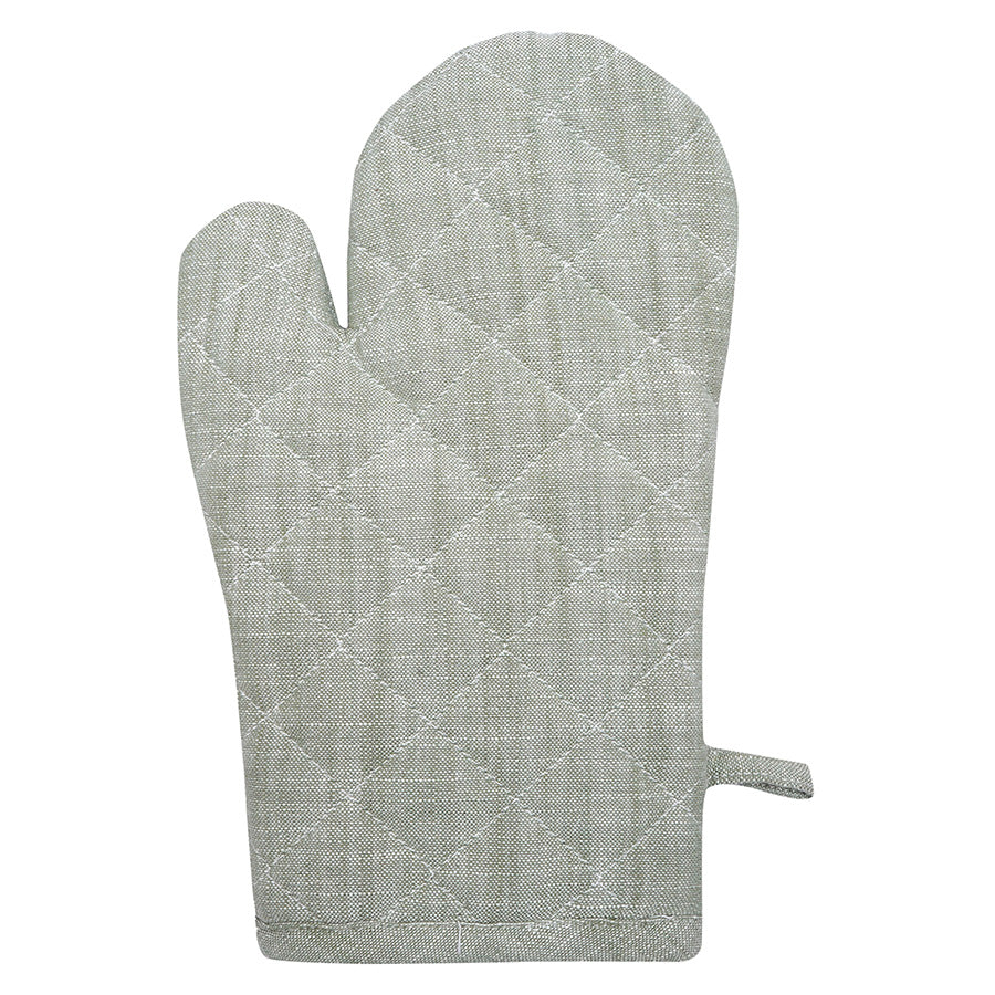 Grytevott fra Christiania Glasmagasin, grønn 18x28 cm, laget av 100% bomull med vasket look. Praktisk og dekorativ til kjøkkenet, perfekt for håndtering av varme gryter og stekebrett.