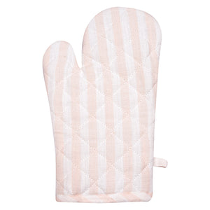 Christiania Glasmagasin grytevott 18x28cm Striper Lys Rosa/Hvit, en dekorativ og praktisk grytevott i 100% bomull, perfekt for håndtering av varme gryter og former.