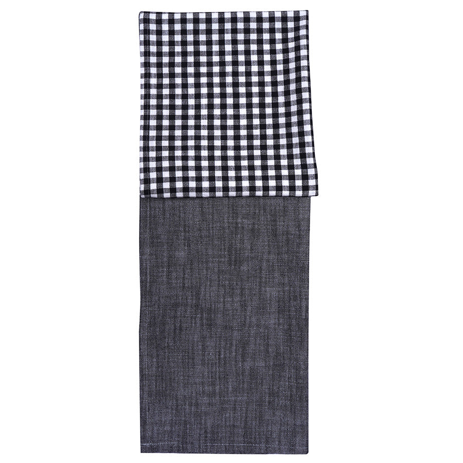 Christiania Glasmagasin kjøkkenhåndkle 2pk Grå 50x70cm, inkludert et ensfarget håndkle og et ruterhåndkle, ideelt for kjøkkenet og daglig oppvask, Kjøkkenhåndkle.