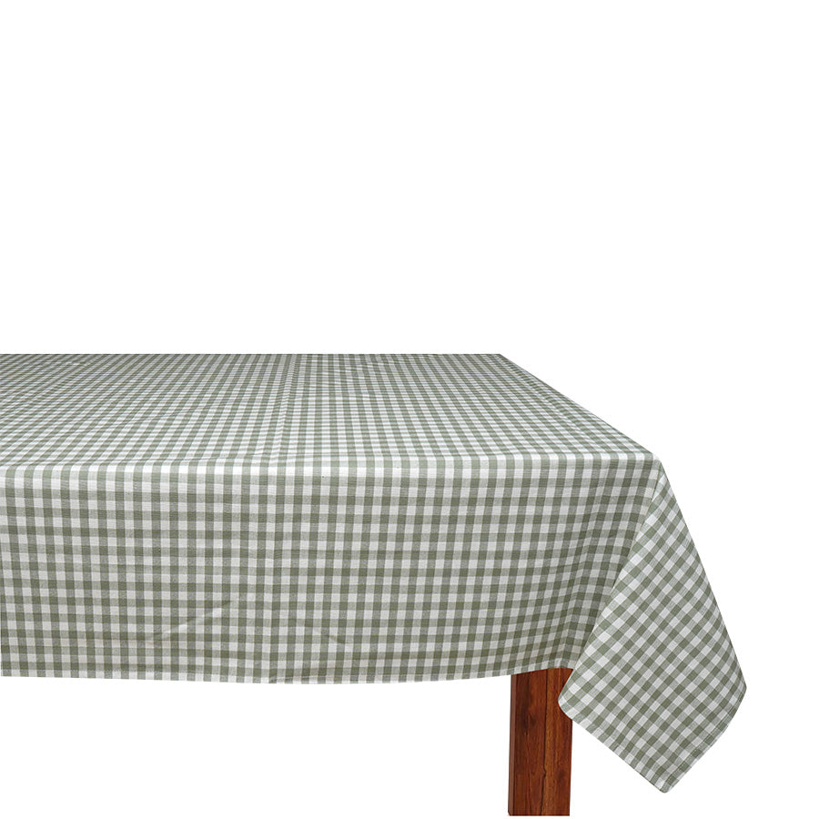 Voksduk med klassisk grønn og hvit rutemønster, perfekt for borddekking, størrelse 140x250 cm.