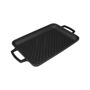 CHRISTIANIA 1739 Grillpanne Støpejern rektangulær 43x24 cm sort – diagonal grillrilleflate for tydelige grillstriper