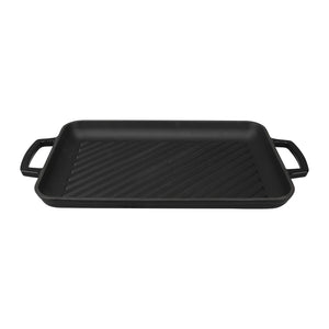 CHRISTIANIA 1739 Grillpanne Støpejern rektangulær 43x24 cm sort – avlang grillpanne med to løftehåndtak