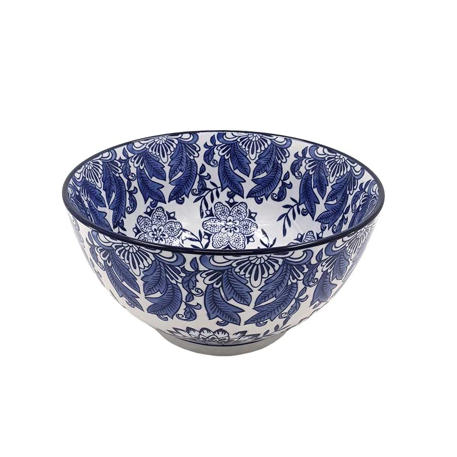 CHRISTIANIA GLASMAGASIN – Christiania Glasmagasin Bolle Blå 13x25cm Dia, rund blå-hvit mønstret bolle for frukt og snacks