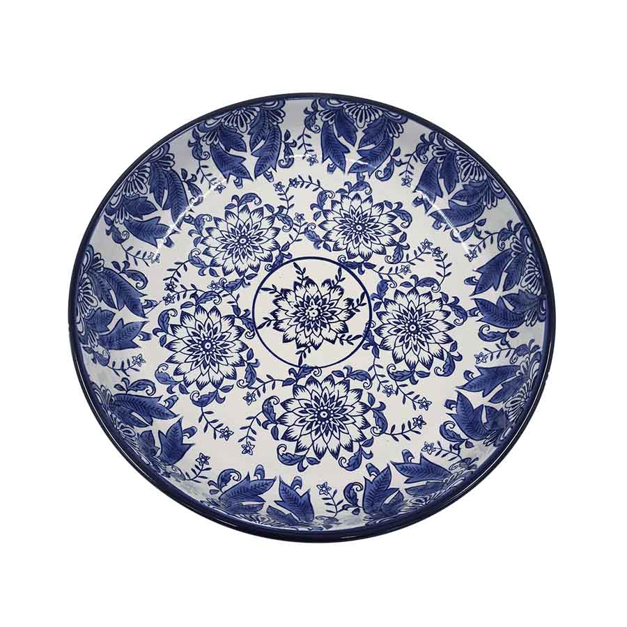 CHRISTIANIA GLASMAGASIN – Christiania Glasmagasin Bolle Blå 36cm Dia med klassisk blå-hvitt mønster og dekorative blomsterdetaljer