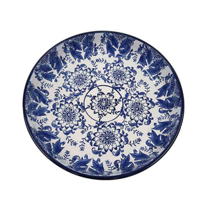 CHRISTIANIA GLASMAGASIN – Christiania Glasmagasin Bolle Blå 36cm Dia med klassisk blå-hvitt mønster og dekorative blomsterdetaljer