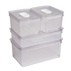 Christiania 1739 Pantry Oppbevaringssett 4 deler - Transparent oppbevaringsboks satt opp for ryddig lagring av matvarer i kjøleskapet.