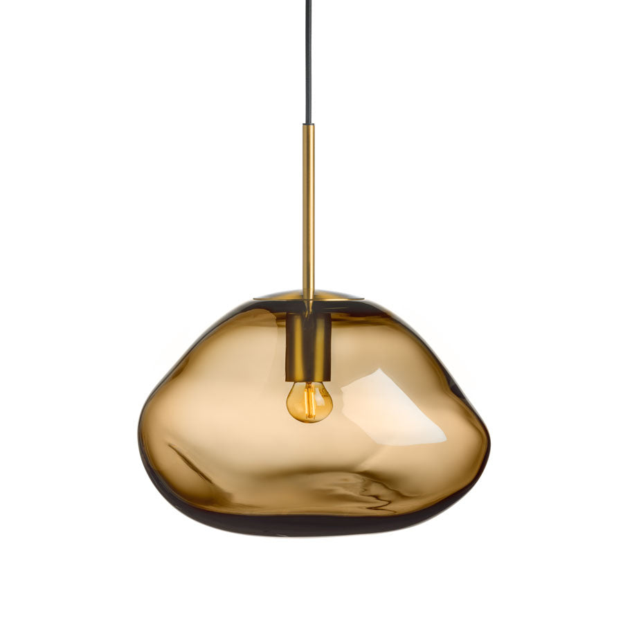 Hadeland Glassverk Crystal Stone Pendellampe Kakao, elegant pendellampe i kakao med unik, glassform og dimbar E27 pære.