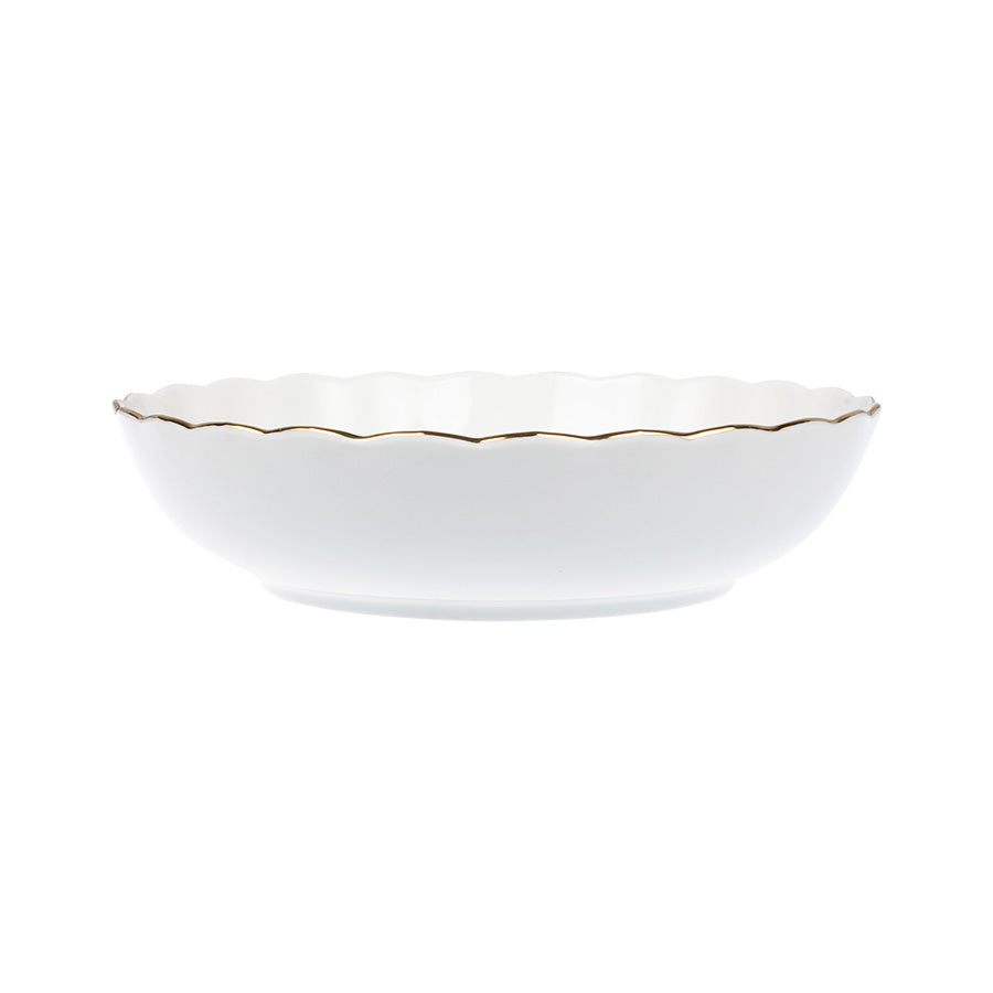 Nova Lilly dyp tallerken 20cm hvit med gullkant, perfekt til supper og gryteretter.