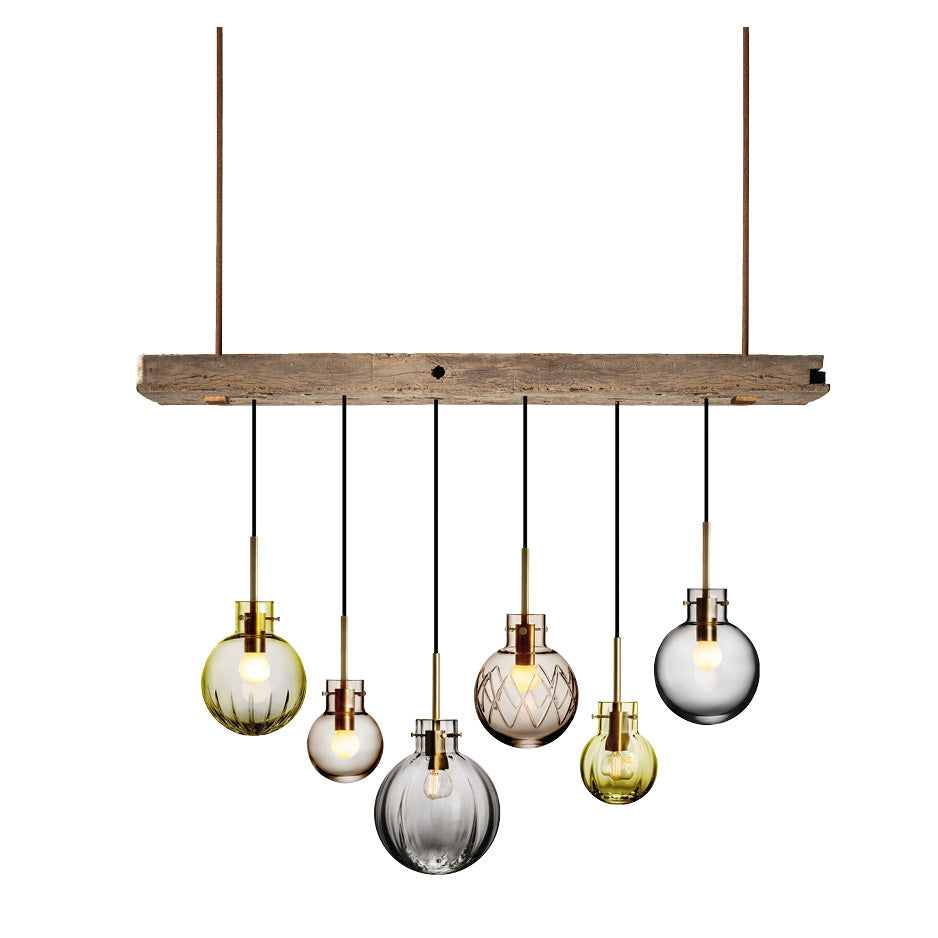 Hadeland Glassverk Krystalkule Taklampe Fjellro 6stk