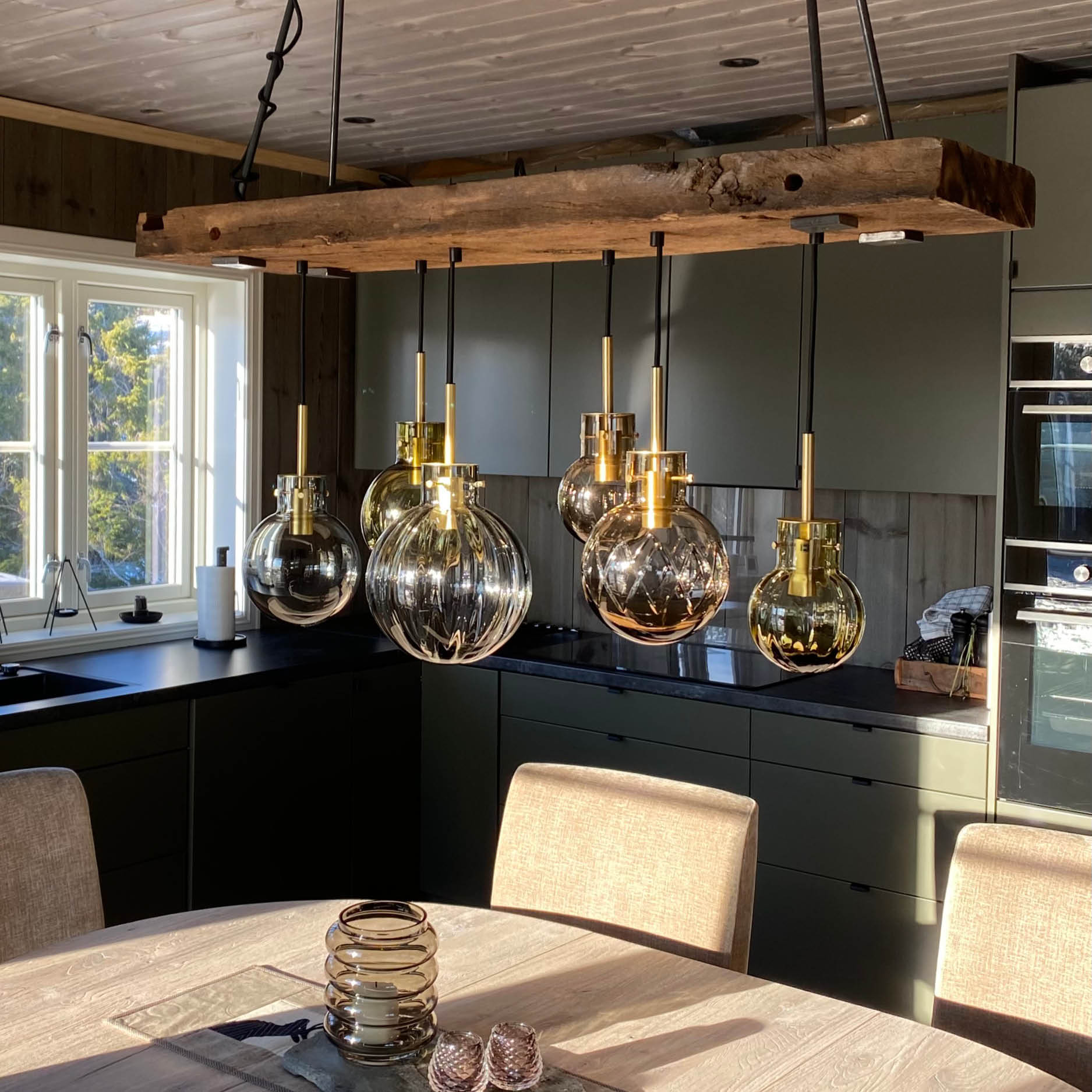 Hadeland Glassverk Krystalkule Taklampe Fjellro 6stk