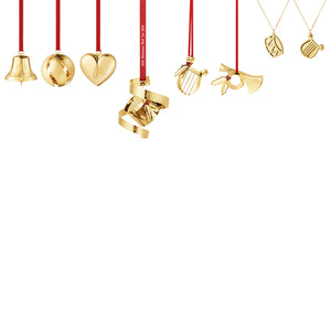 Georg Jensen ornamentsett 2026 med alle åtte designene i 18 kt forgylt messing og sinklegering