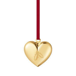 Georg Jensen julehjerte 2026 i 18 kt forgylt messing med inngravert kristtorn
