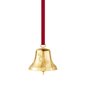 Georg Jensen juleklokke 2026 i 18 kt forgylt messing med inngravert årstall og kristtornblader