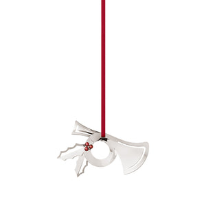 Georg Jensen juleornament 2026 formet som et posthorn med kristtornkvist i palladiumbelagt messing