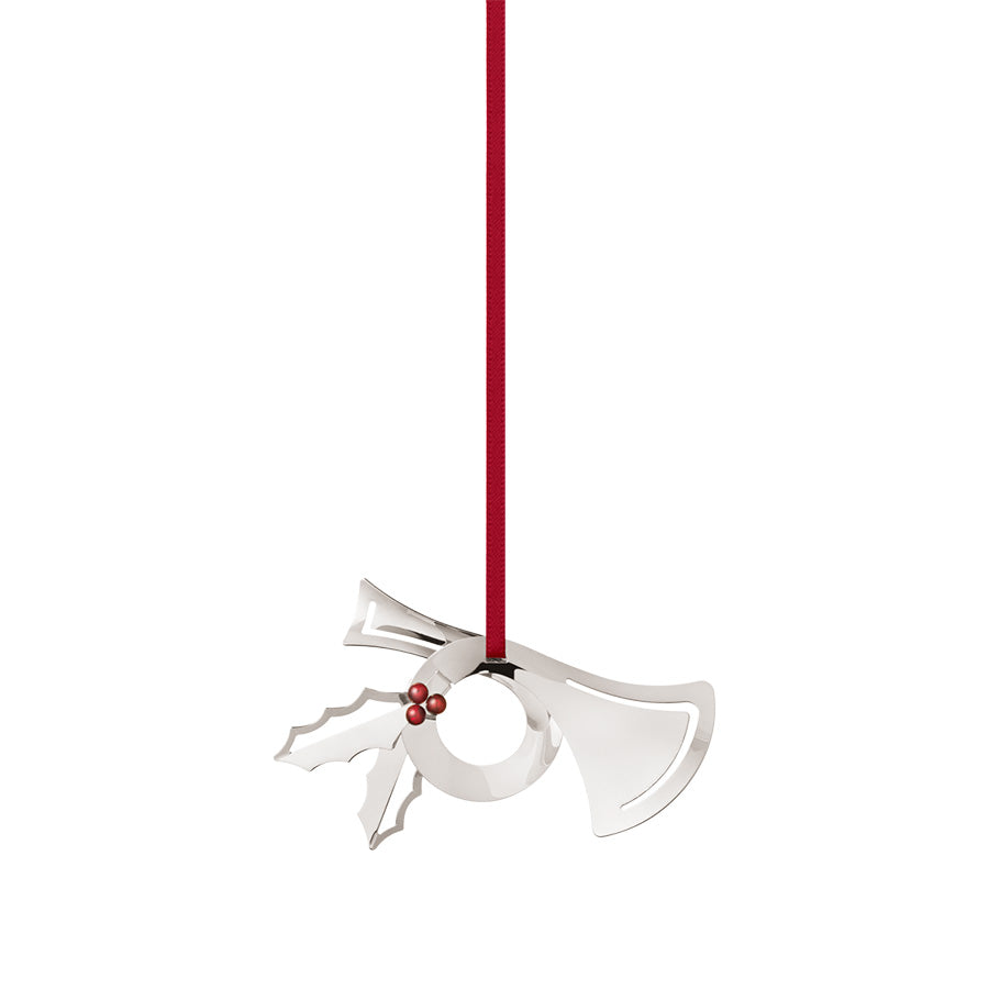 Georg Jensen juleornament 2026 formet som et posthorn med kristtornkvist i palladiumbelagt messing