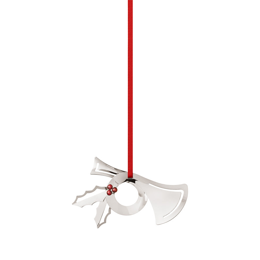 Georg Jensen juleornament 2026 formet som et posthorn med kristtornkvist i palladiumbelagt messing