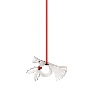 Georg Jensen juleornament 2026 formet som et posthorn med kristtornkvist i palladiumbelagt messing