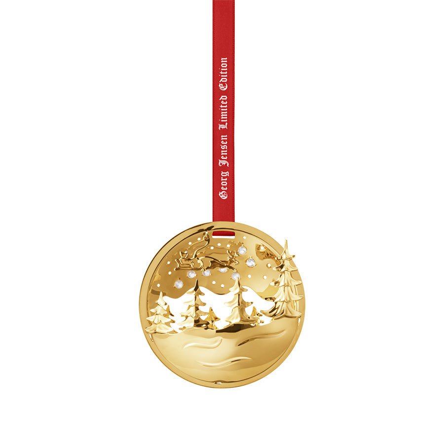 Georg Jensen jubileumsuro 2006 med julenissen i sleden i 18 kt forgylt messing