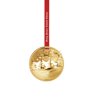 Georg Jensen jubileumsuro 2006 med julenissen i sleden i 18 kt forgylt messing