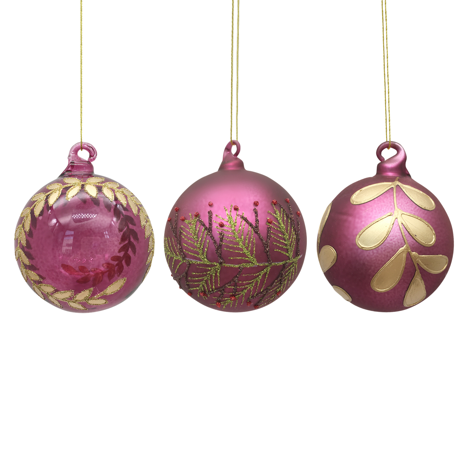 Julekuler Glass Burgunder Mix 3pk