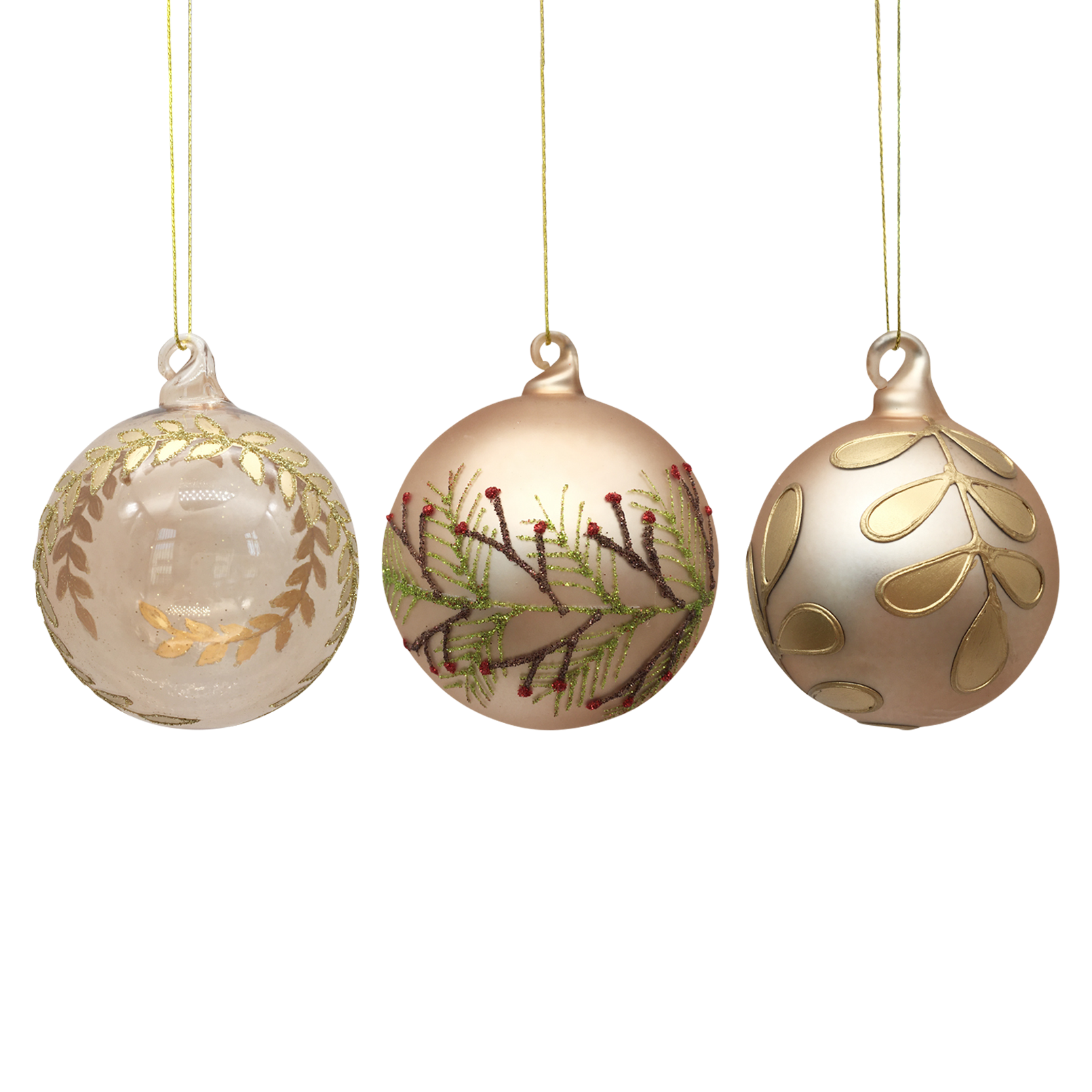 Julekuler Glass Gull Mix 3pk