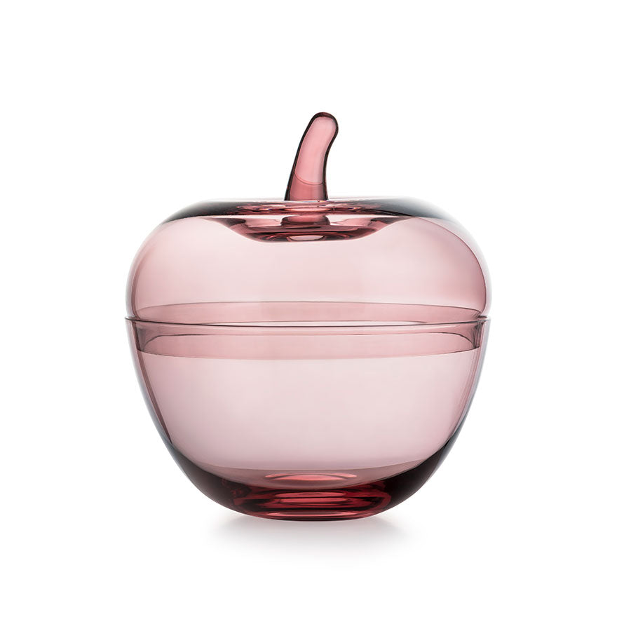 Hadeland Glassverk Glasseple m/Lokk Rosa 13,5x12,3cm