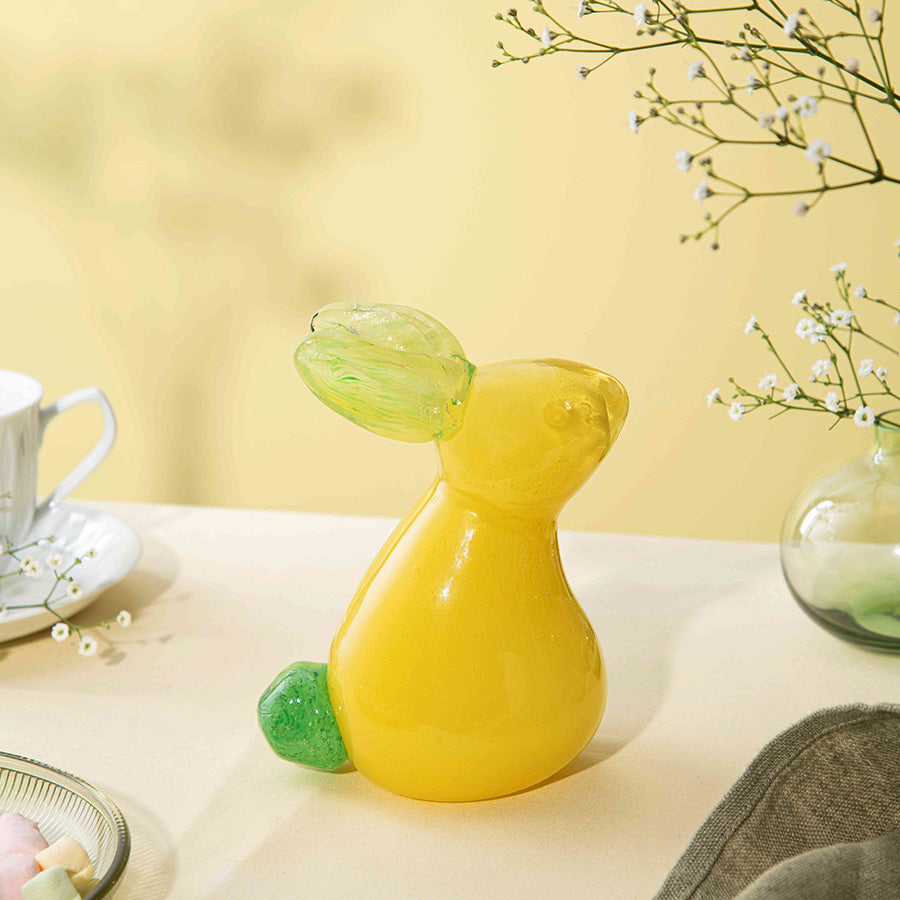 Hadeland Glassverk HG Påske Glasskanin 18cm Gul - stilfull munnblåst glasskanin i gult, designet for å heve stemningen i påskedekorasjonen.
