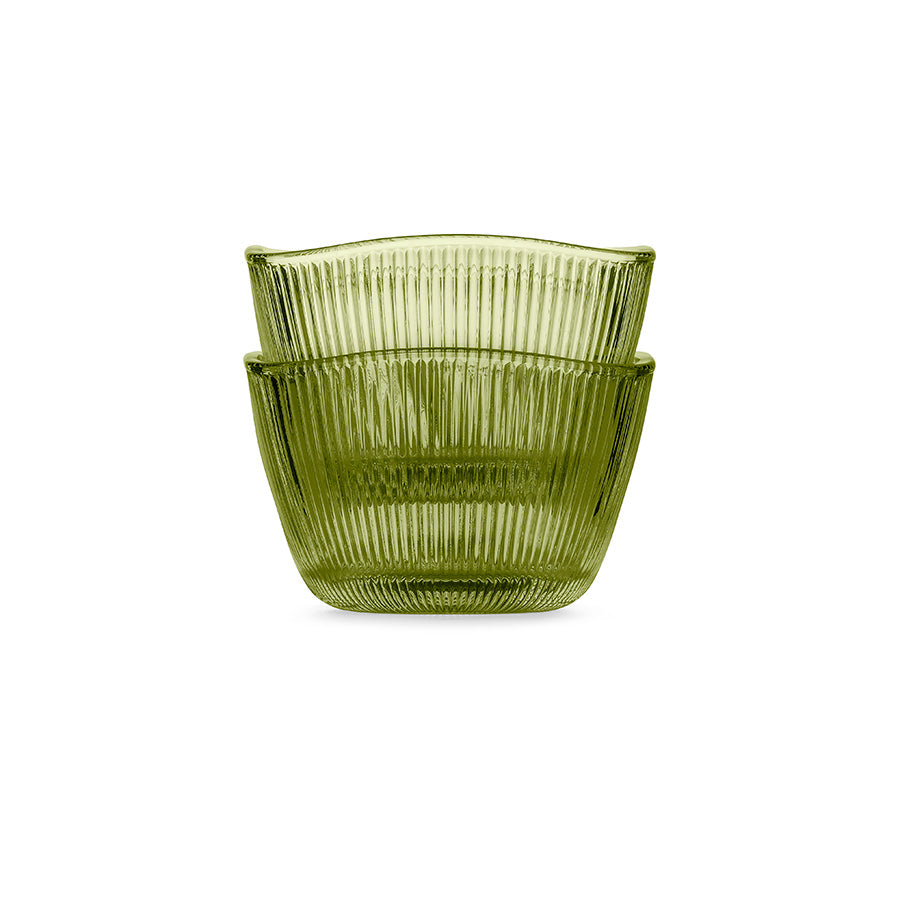 Hadeland Glassverk Siri Bolle 9,5cm, 2pk i grønn farge, stilfull og funksjonell løsning for servering av småretter.