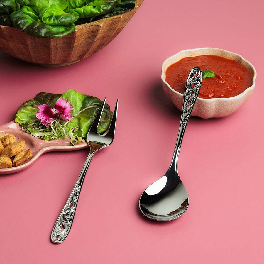 HARDANGER BESTIKK Hardanger Bestikk Kristin Serveringssett – skje og gaffel for servering til suppe, salat og tilbehør