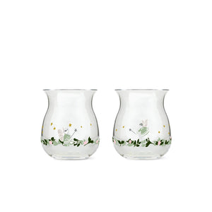 Holmegaard Christmas julelyslykt i klart glass, 2-pakning med dekorative julemotiver og plass til telys
