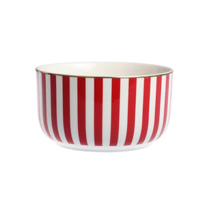 Nova Abby Bolle 12cm Rød m/Gull dekal - Kompakt bolle med røde og hvite striper, perfekt til småretter og desserter.