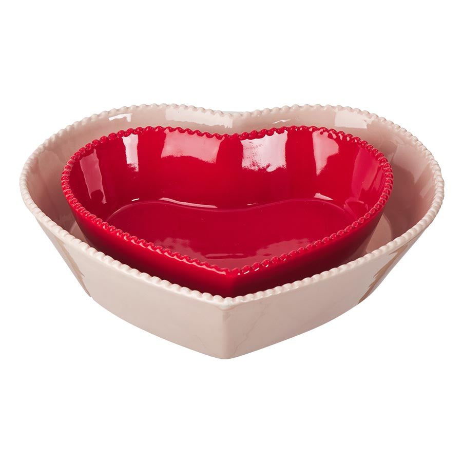 Seasons Love Collection Ildfast form Hjerte 2pk Rød 25cm og Rosa 20cm