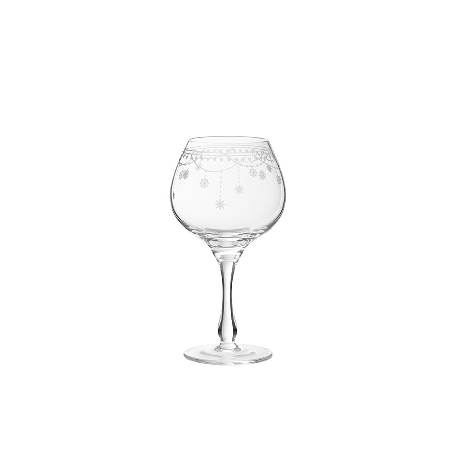 Wik & Walsøe Julemorgen akevittglass 12 cl med elegant julemotiv og dråpeformet stett