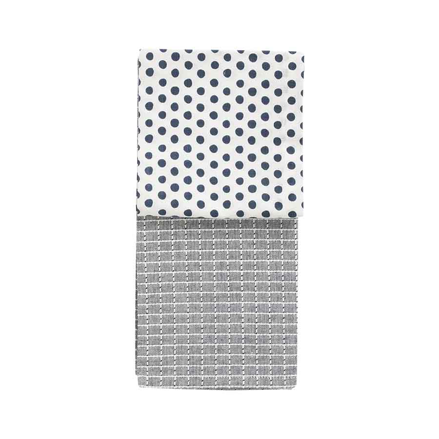 Kjøkkenhåndkle Blå/Mønster Bomull 50X70cm 2pk