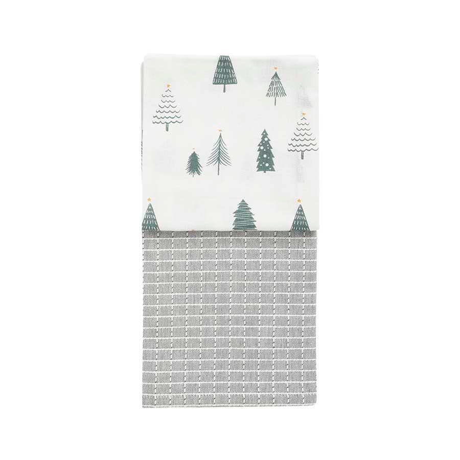 Kjøkkenhåndkle Skog/Mønster Bomull 50X70cm 2pk