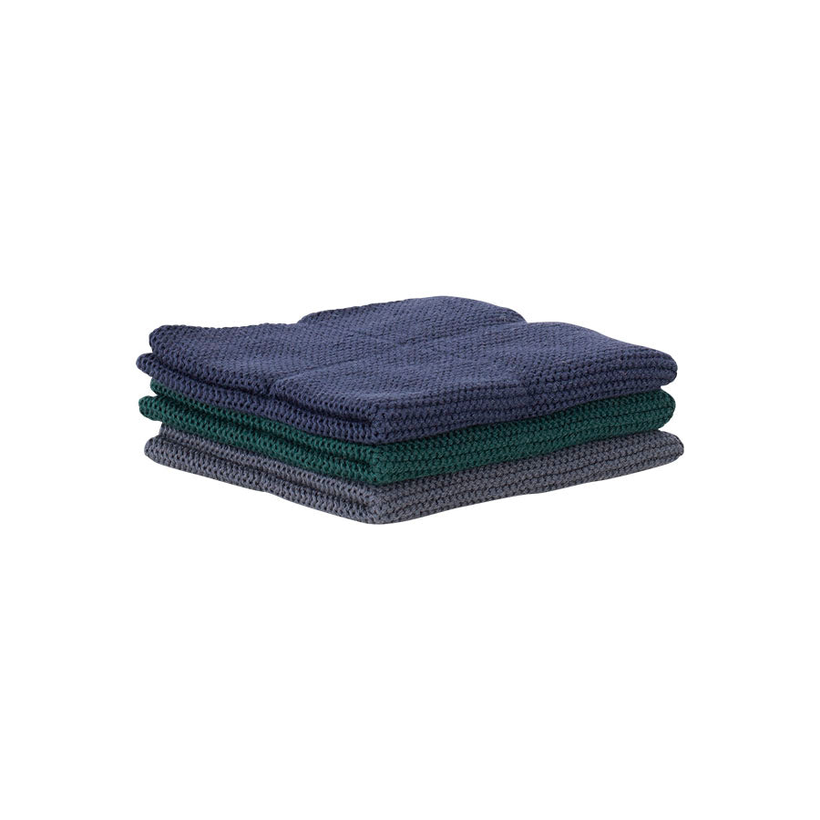 Klut Sort/Grønn/Blå 25x25cm 3pk