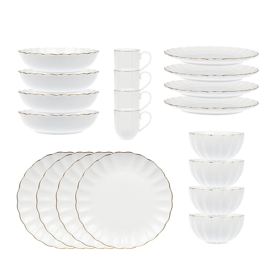 Lilly Servise Hvit m/Gullkant Pakke