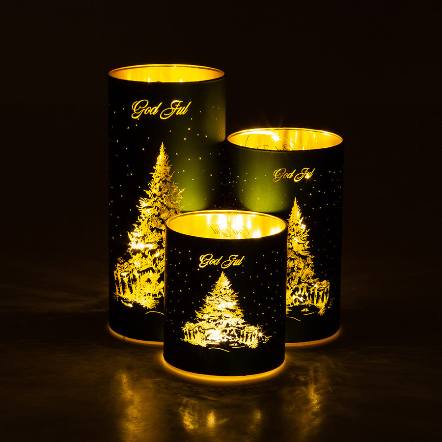 Børscompagniet Lyslykt LED God Jul TRE 9x15cm Grønn