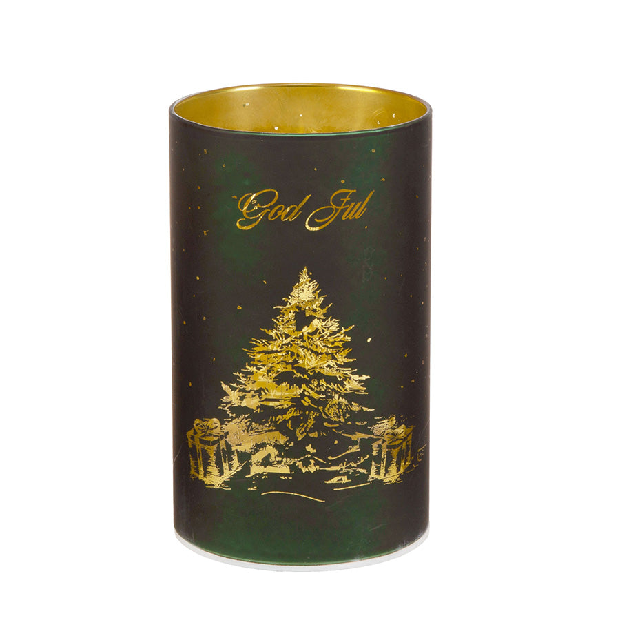 Børscompagniet Lyslykt LED God Jul TRE 9x15cm Grønn