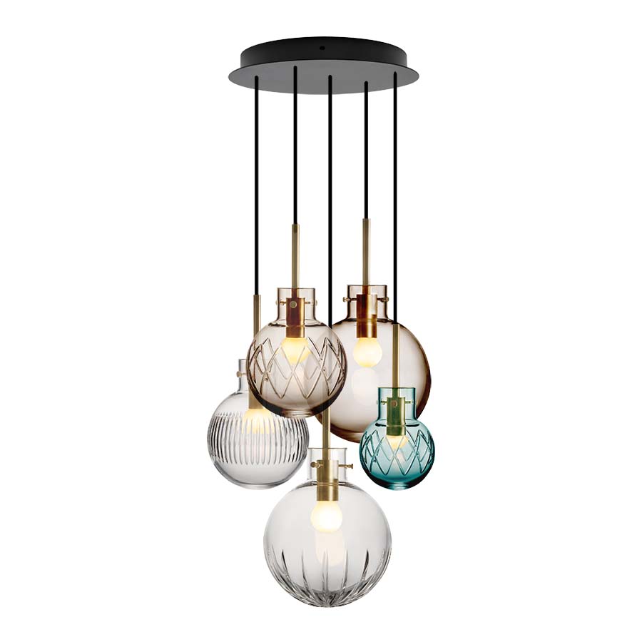 Hadeland Glassverk Krystallkule Taklampe 5stk Morgendis