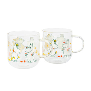 Moomin Arabia Mummi glass 30 cl Kjærlighetsgave 2pk med hank og festlig Mummi-motiv