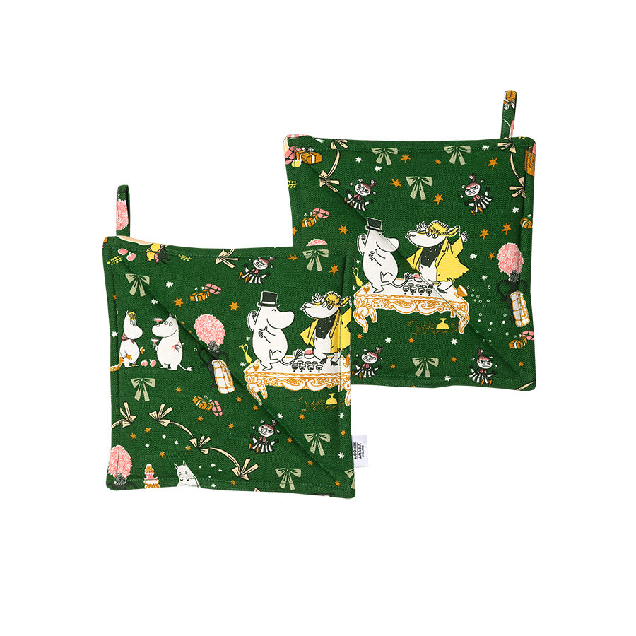 Moomin Arabia Mummi gryteklut 22x22 cm Kjærlighetsgave i grønt med festmotiv