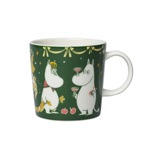 Moomin Arabia Mummi kopp 30 cl i grønt design med Mummitrollene og festlige detaljer