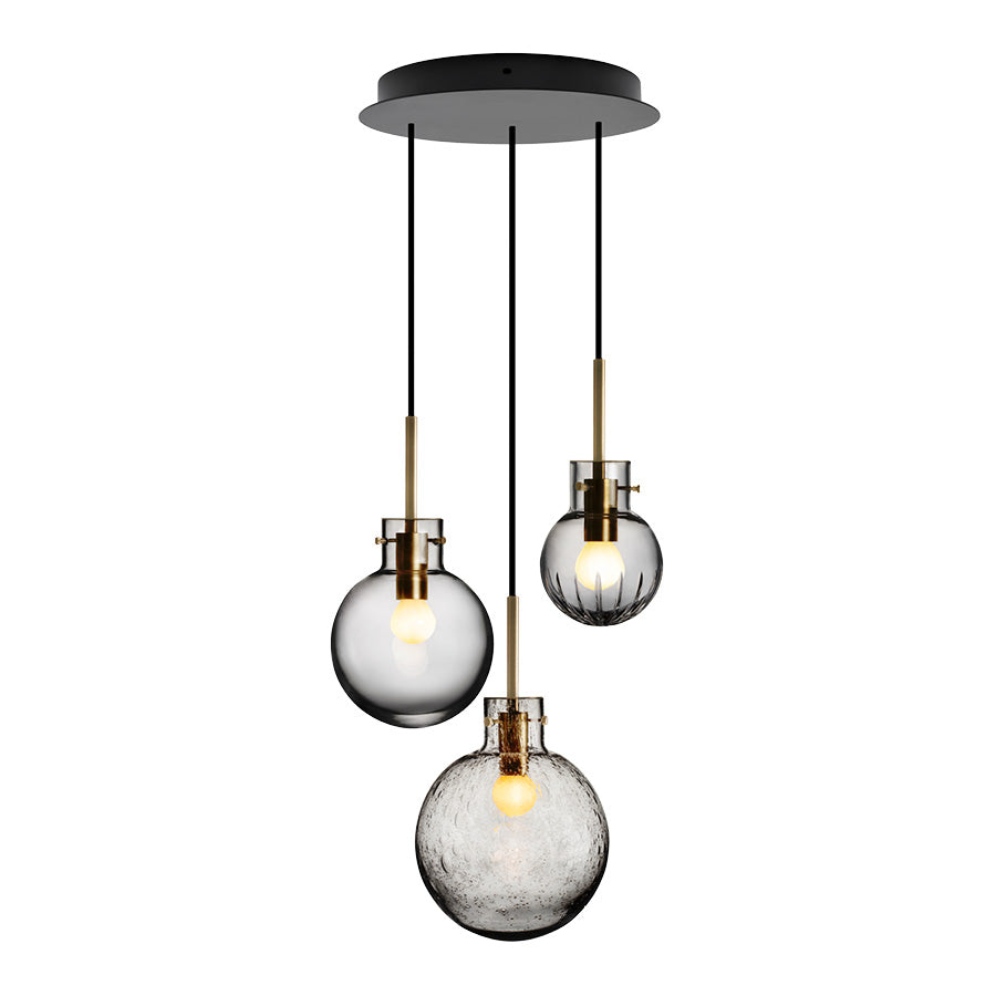 Hadeland Glassverk Krystallkule Taklampe 3stk Natthimmel
