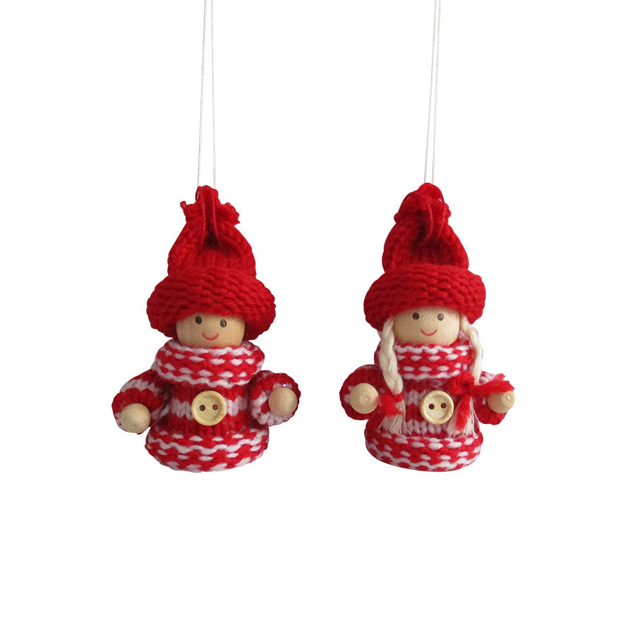 Julepynt Nissepar Strikkegenser 8cm 2pk
