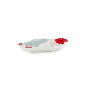 Sidevisning av Porsgrunds Nisseservise fat formet som Nissefar, 20 cm