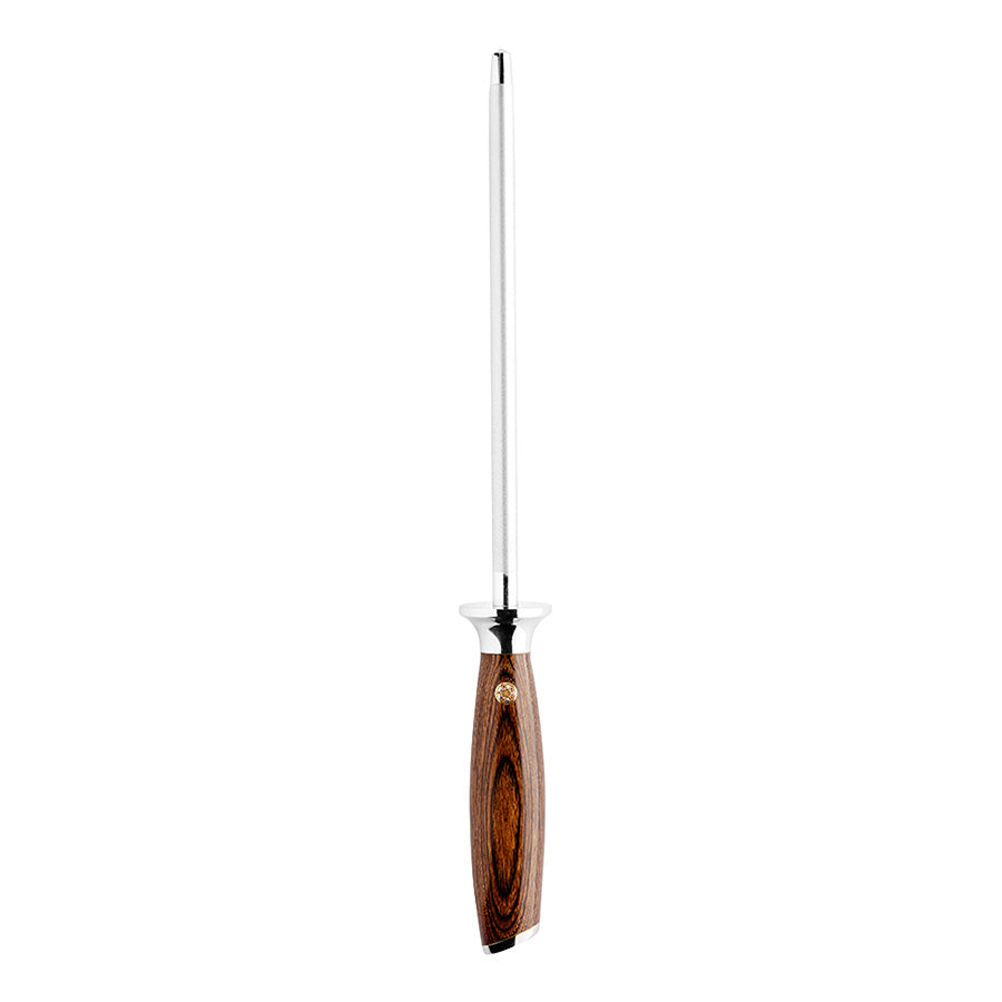 Nordic Blades 20 cm skjerpestål med Pakka-wood håndtak, designet for å holde knivene skarpe og i topp stand.