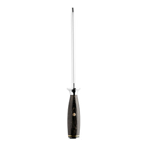 Nordic Blades 20 cm skjerpestål med mørkt trehåndtak og gylne detaljer, perfekt for å vedlikeholde knivens egg.