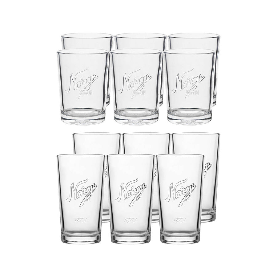 Norgesglasset Kjøkkenglass 400ml/250ml 12stk - Ikoniske norske glass i solid design for alle anledninger.