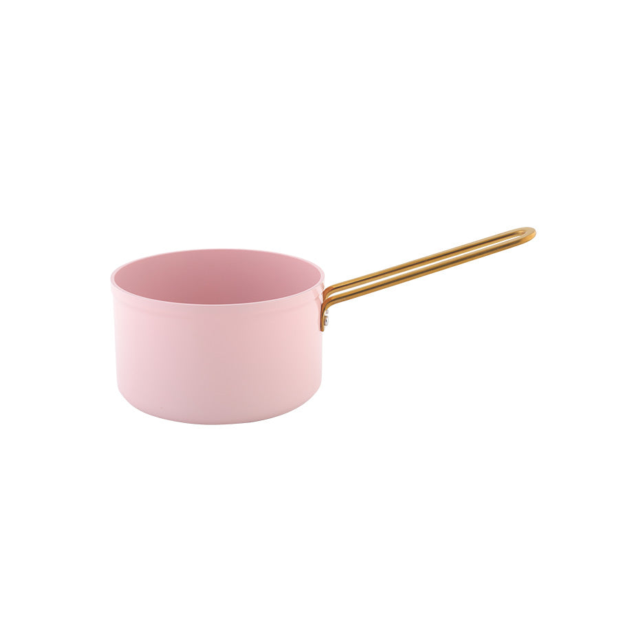 Enkelt rosa målegrytesett, perfekt for kokkene som ønsker både stil og funksjon.